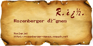 Rozenberger Ágnes névjegykártya